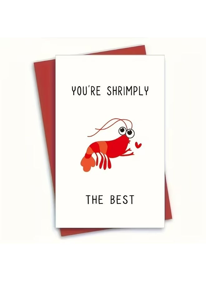 Kandid Cute Valentine's Card 1pc "Shrimply The Best" Lobster (Shrimp) - Image 5